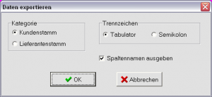 Fenster Datenexport